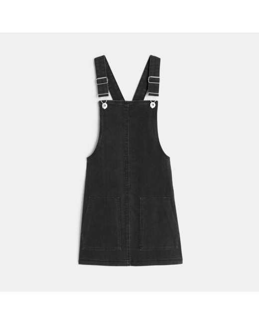 Robe-salopette en jean noire fille