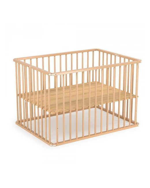 Parc pliant en bois avec plancher réglable