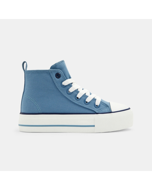 Baskets toile montantes bleues fille
