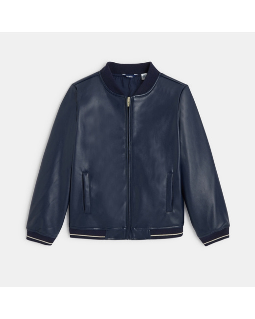 Blouson en faux cuir bleu fille