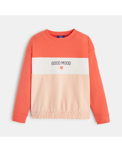 Sweat-shirt à message orange fille