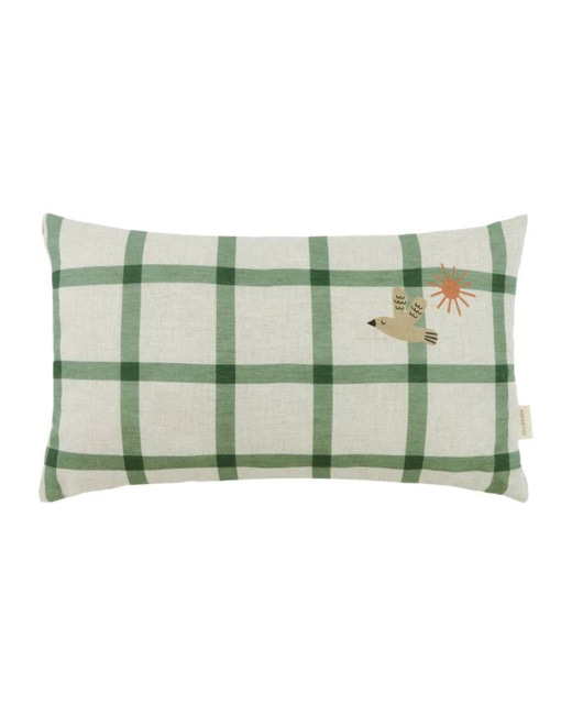 Coussin en lin français Carreaux