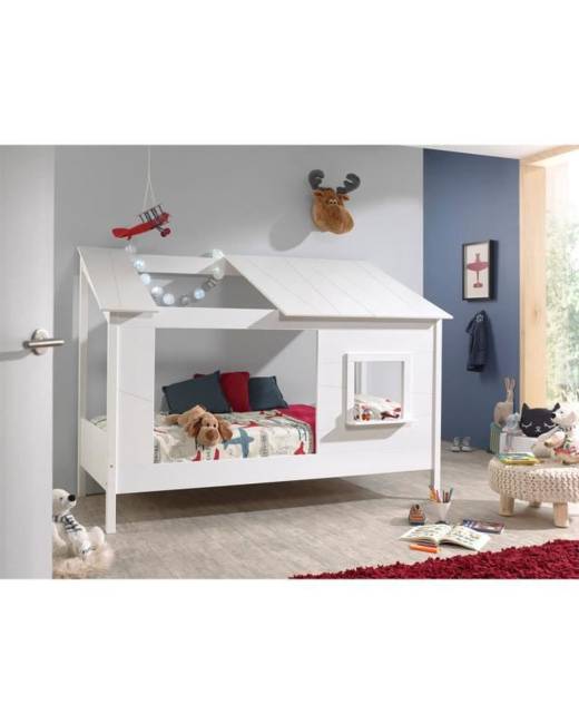 Lit cabane HouseBed avec toit semi-ouvert et fenêtre