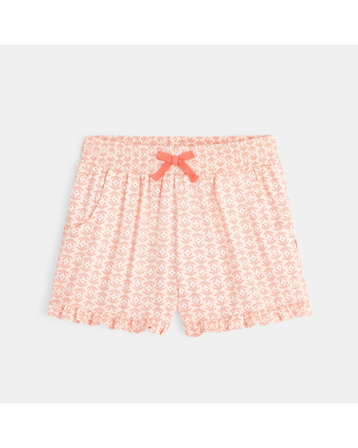 Short large imprimé estival rose fille
