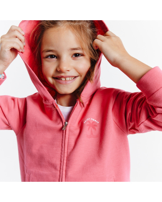 Sweat-shirt à capuche uni "enjoy summer" rose fille