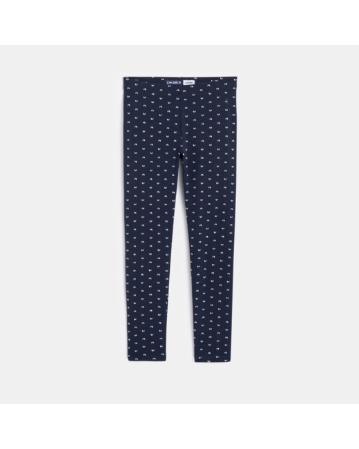 Leggings imprimés de petits motifs bleu fille