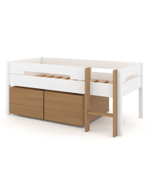 Lit mi-hauteur avec rangements Milo 90x190
