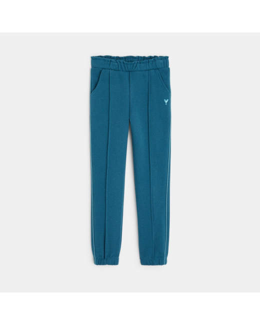 Jogging uni en jersey molletonné bleu fille