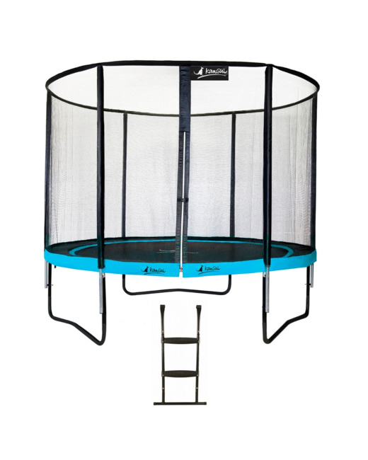 Trampoline de jardin rond 305 cm + filet de sécurité + échelle PUNCHI