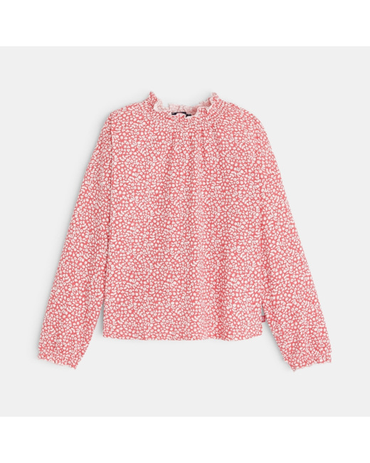 T-shirt imprimé à col montant rose fille