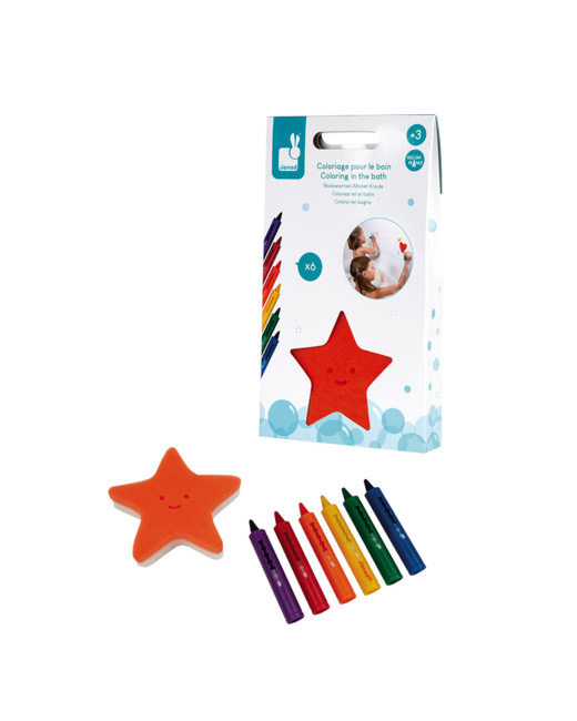 6 crayons de bain et éponge