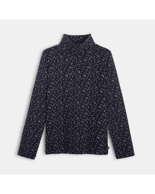 T-shirt col roulé imprimé étoiles bleu fille