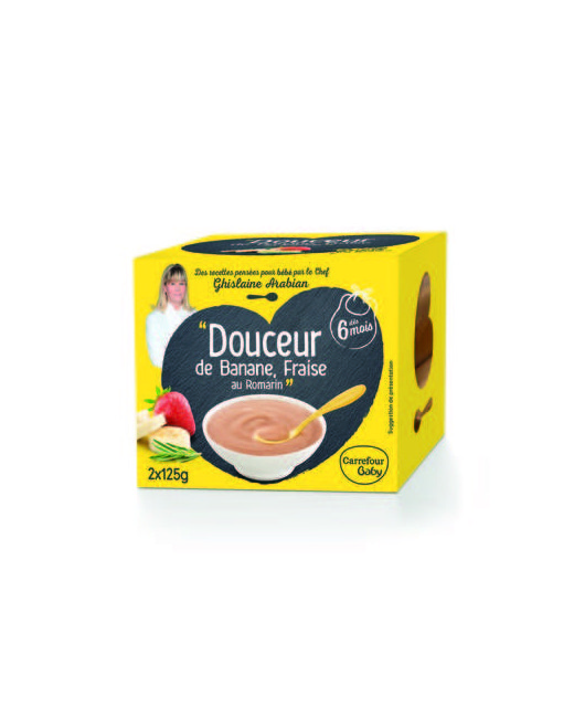 Douceur de banane, fraise au romarin