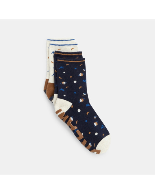 Chaussettes fantaisie anti-glisses (lot de 2 paires) bleues garçon
