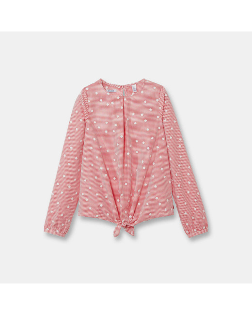 Blouse à nouer rouge fille