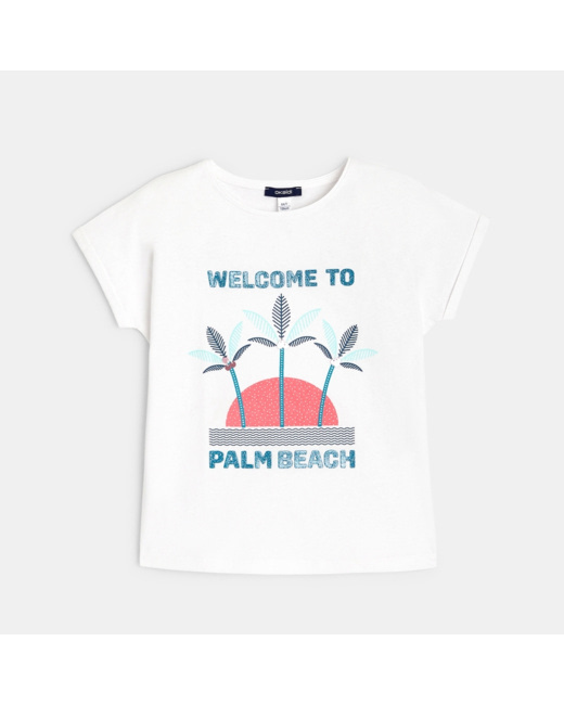 T-shirt manches courtes Welcome to... rose fille