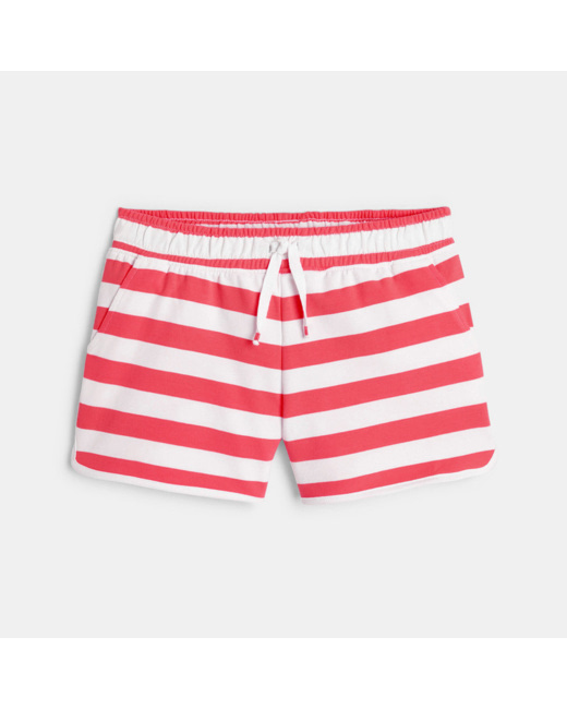 Short en molleton rayé rose fille