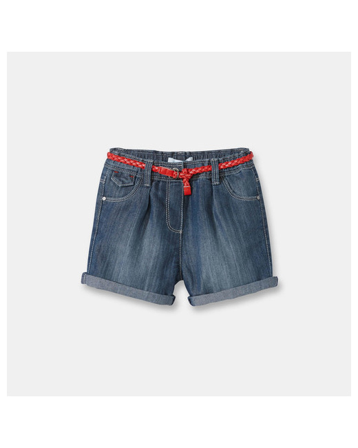 Short denim light à pinces