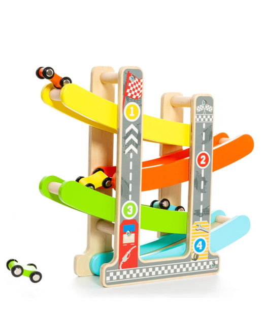 Circuits en bois avec rampes et 4 voitures