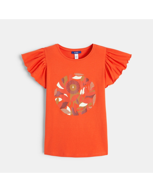 T-shirt à manches volantées rouge fille