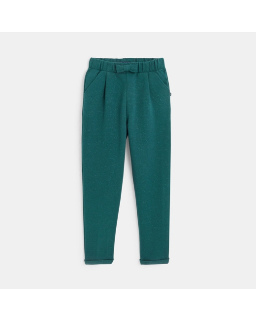 Pantalon carrot pailleté vert fille