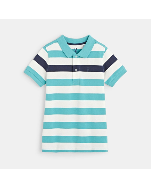 Polo rayé vert garçon