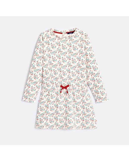 Robe en molleton imprimé blanche fille