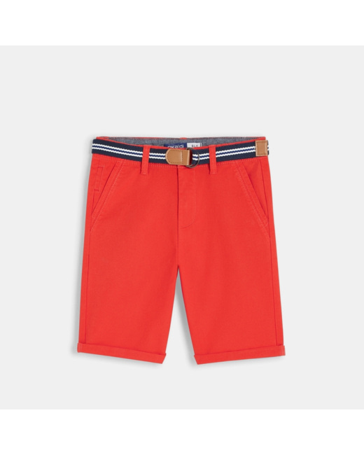 Bermuda en toile + ceinture rouge garçon
