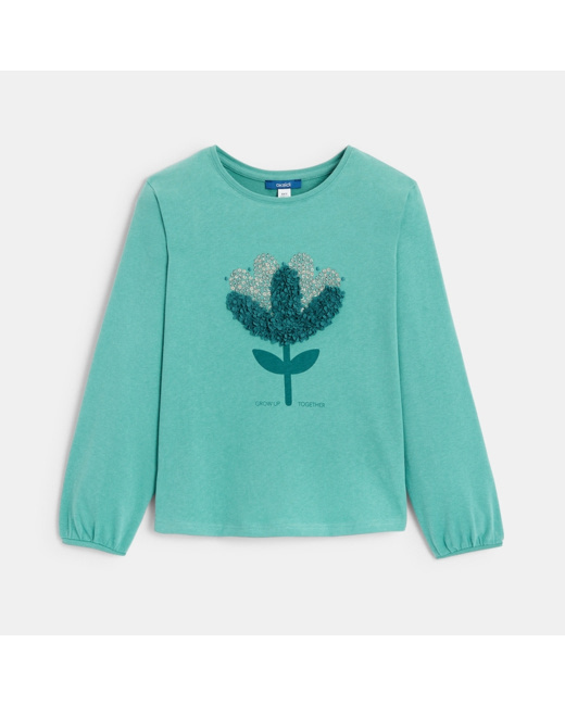 T-shirt à motif fleuri vert fille