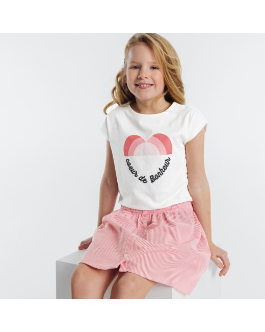 T-shirt message coeur blanc fille