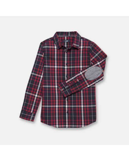 Chemise popeline à carreaux orange garçon