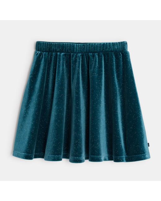 Jupe en panne de velours pailletée verte fille