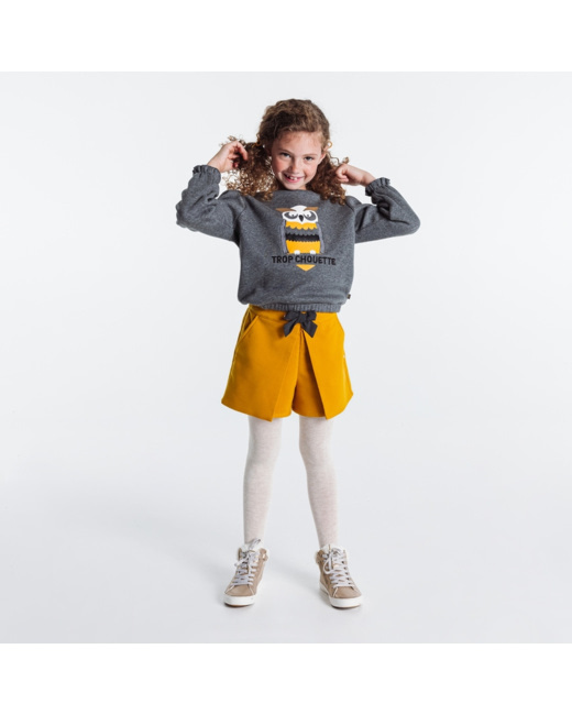 Sweat-shirt "trop chouette" gris fille