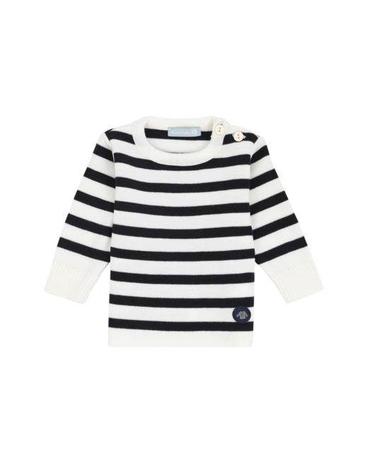 Pull marin rayé "Briac" Baby - laine - Nature/Navire