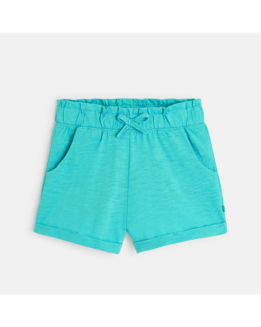 Short en jersey uni bleu fille