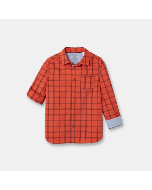 Chemise à grands carreaux orange garçon