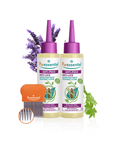 Lot de 2 lotion traitante anti-poux avec peigne