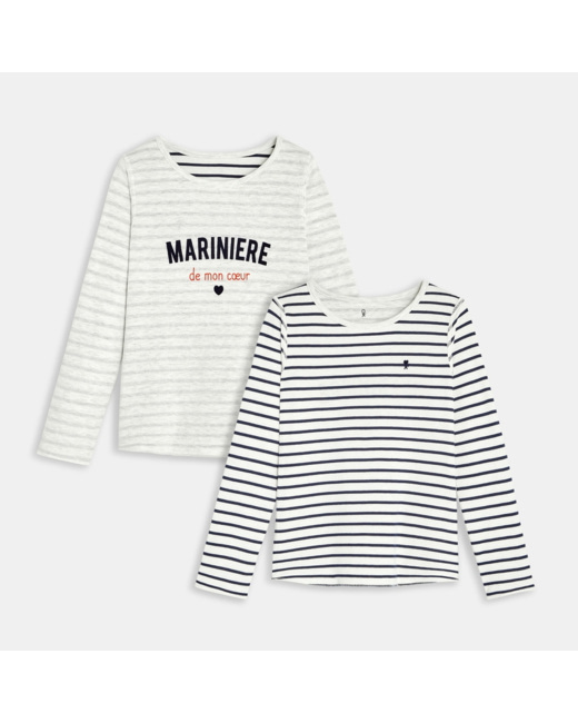 Marinière réversible bleu fille