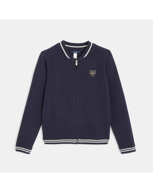 Teddy zippé en maille bleu fille