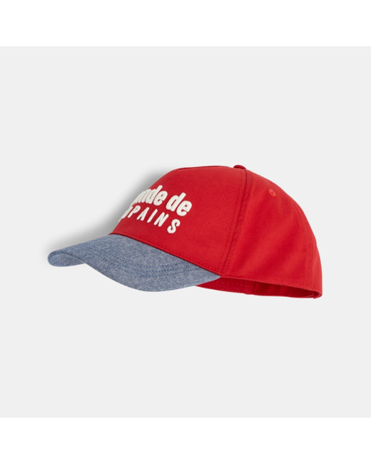 Casquette toile à message brodé rouge garçon