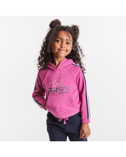 Sweat-shirt manches longues à capuche violet fille