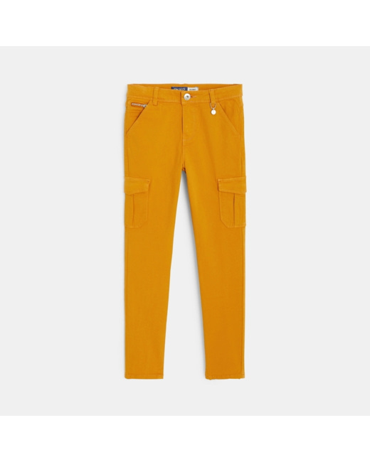 Pantalon skinny en toile stretch jaune fille