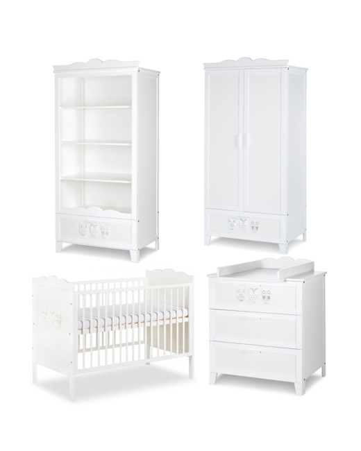 Chambre bébé complète lit + commode à langer + armoire et bibliothèque MARSELL