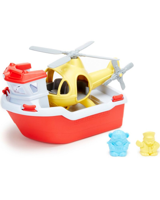 Bateau de sauvetage et hélicoptère