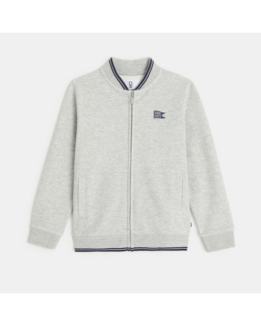 Sweat-shirt zippé façon teddy gris garçon