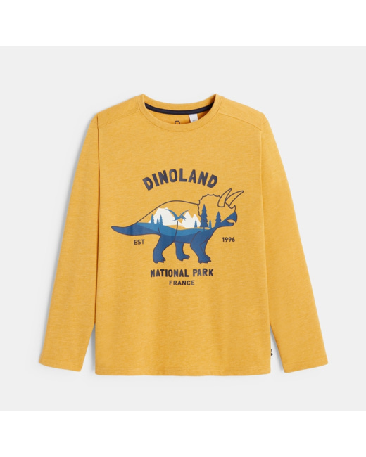 T-shirt manches longues motif dinosaure jaune garçon