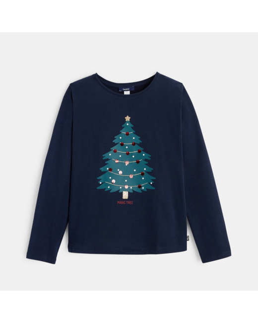 T-shirt de Noël bleu fille