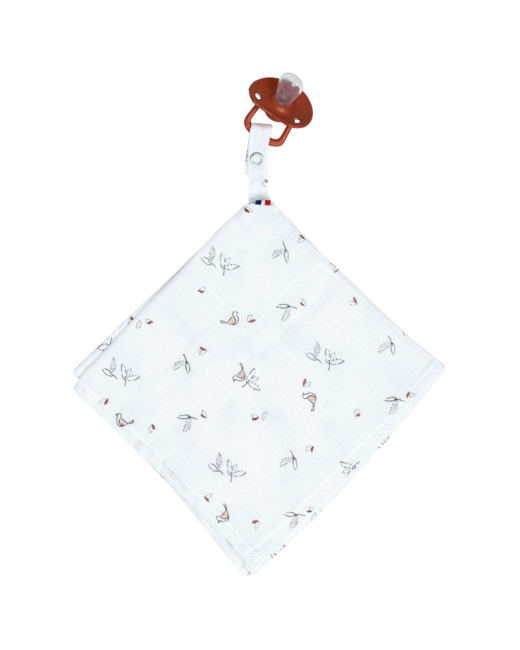 Doudou lange attache tétine en gaze de coton, Melody