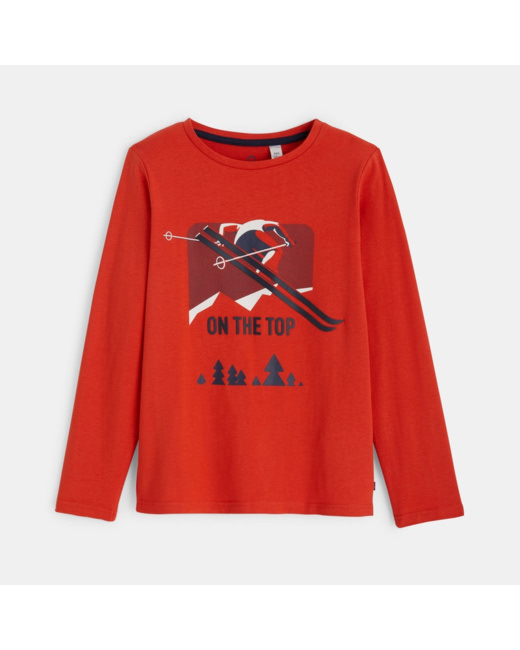 T-shirt à motif sport d'hiver orange garçon