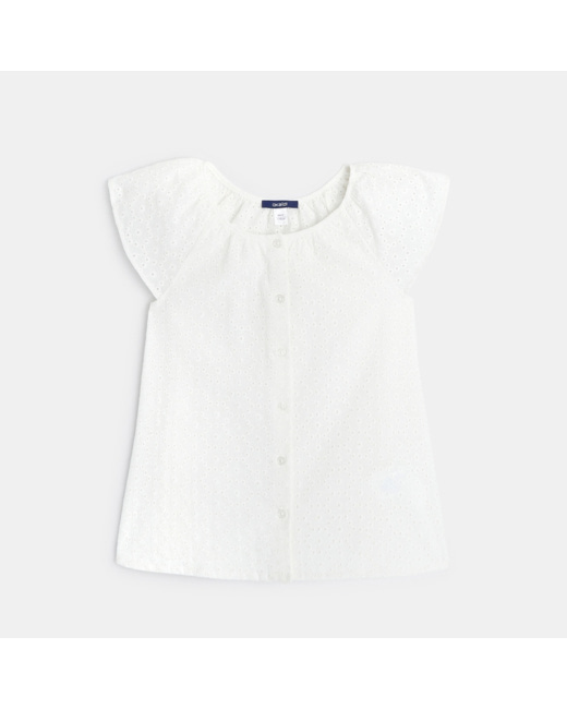 Blouse en broderie anglaise blanche fille
